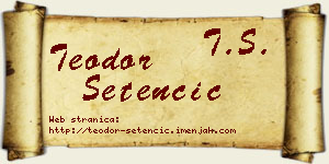 Teodor Setenčić vizit kartica